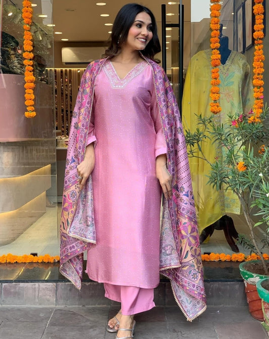 Cotton Blend Straight Printed Kurta set
